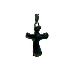 RLM Studio Sterling Silver Puffy Heart Freeform Religious Cross Pendant! 69
